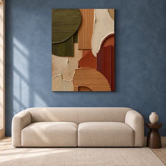 Olive Green Terracotta Abstract Textured Canvas Wall Art