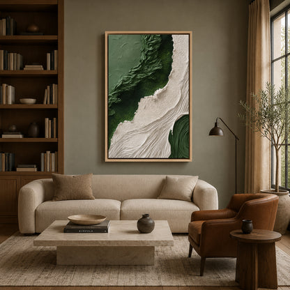 Green and Ivory Abstract Textured Canvas Wall Art