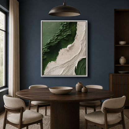 Green and Ivory Abstract Textured Canvas Wall Art