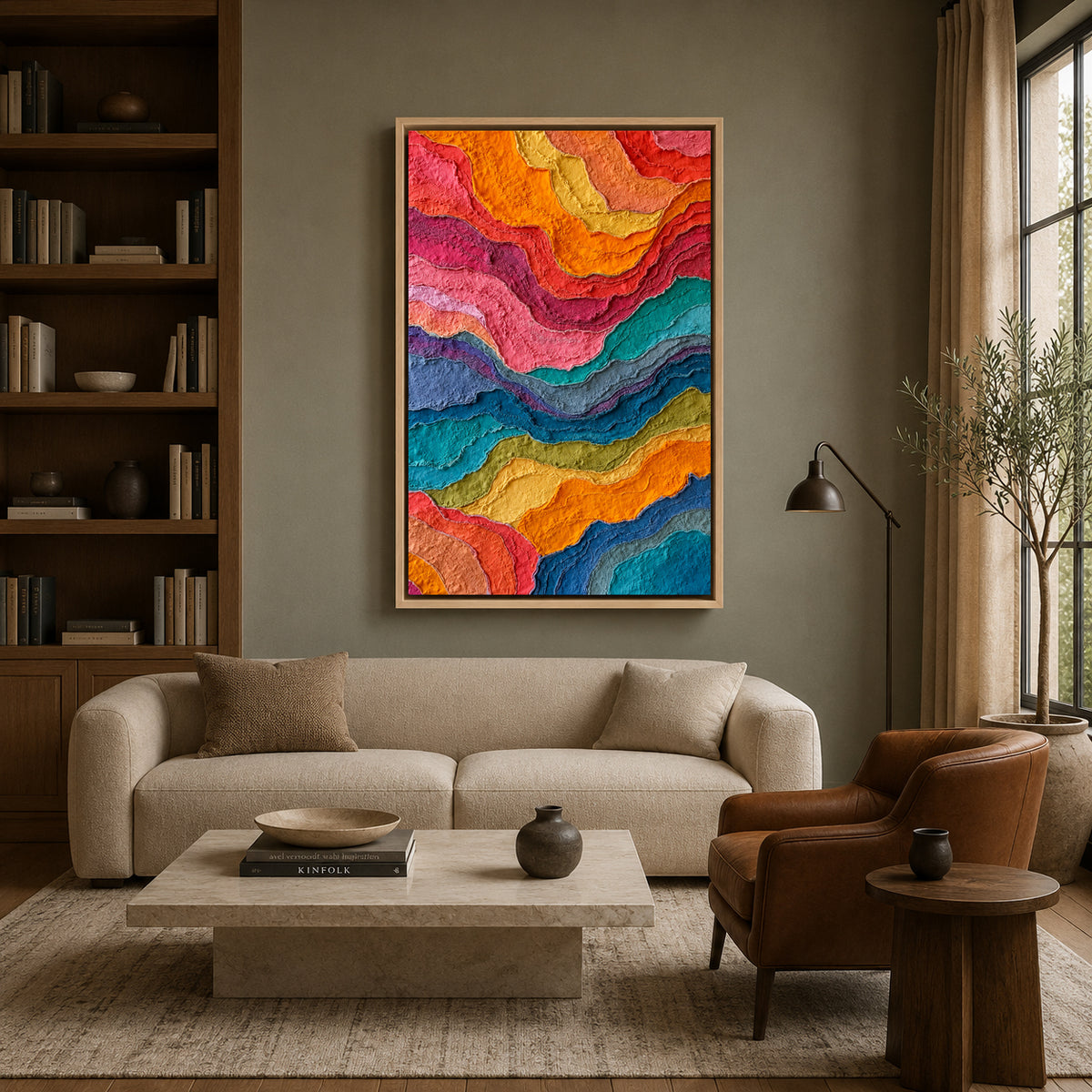 Colorful Abstract Wavy Textured Canvas Wall Art