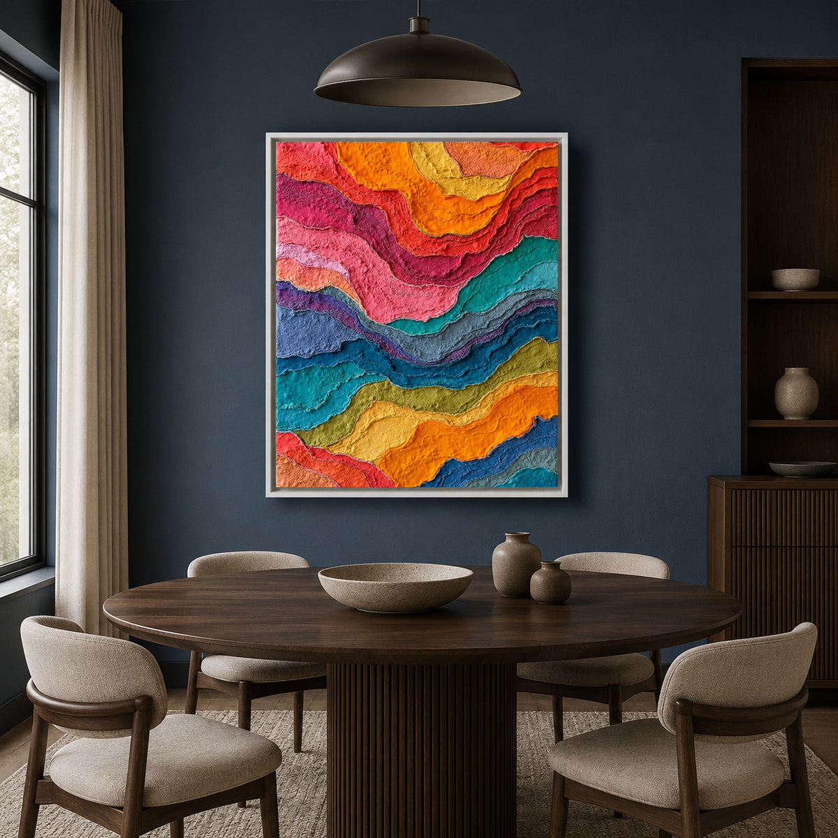 Colorful Abstract Wavy Textured Canvas Wall Art
