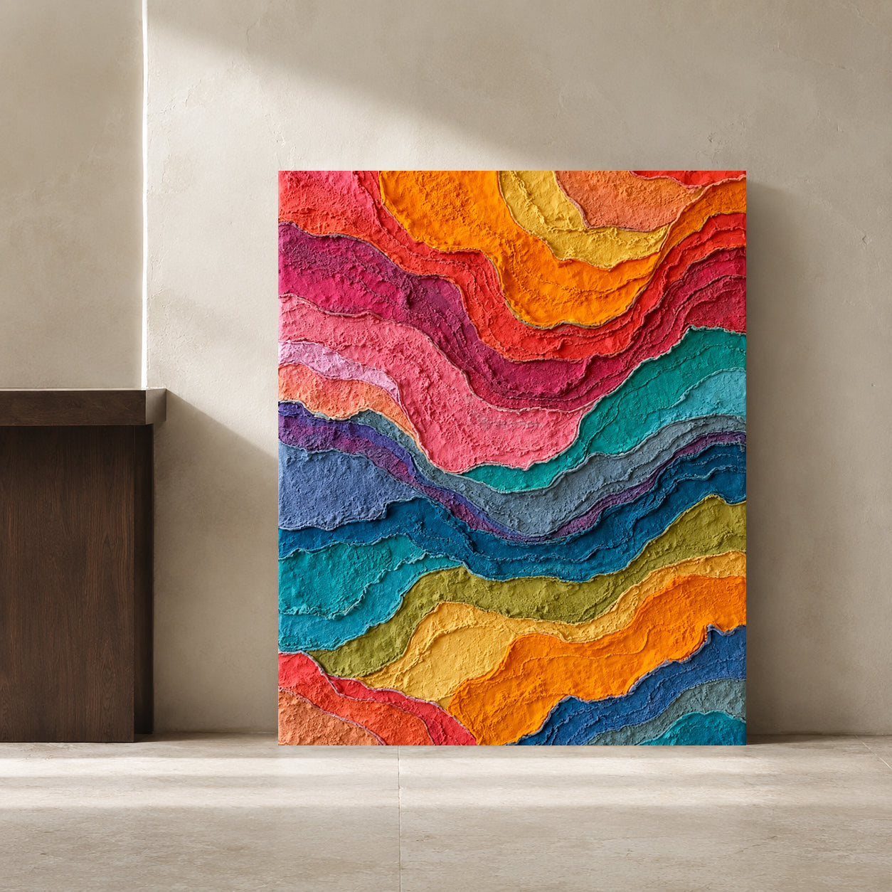 Colorful Abstract Wavy Textured Canvas Wall Art