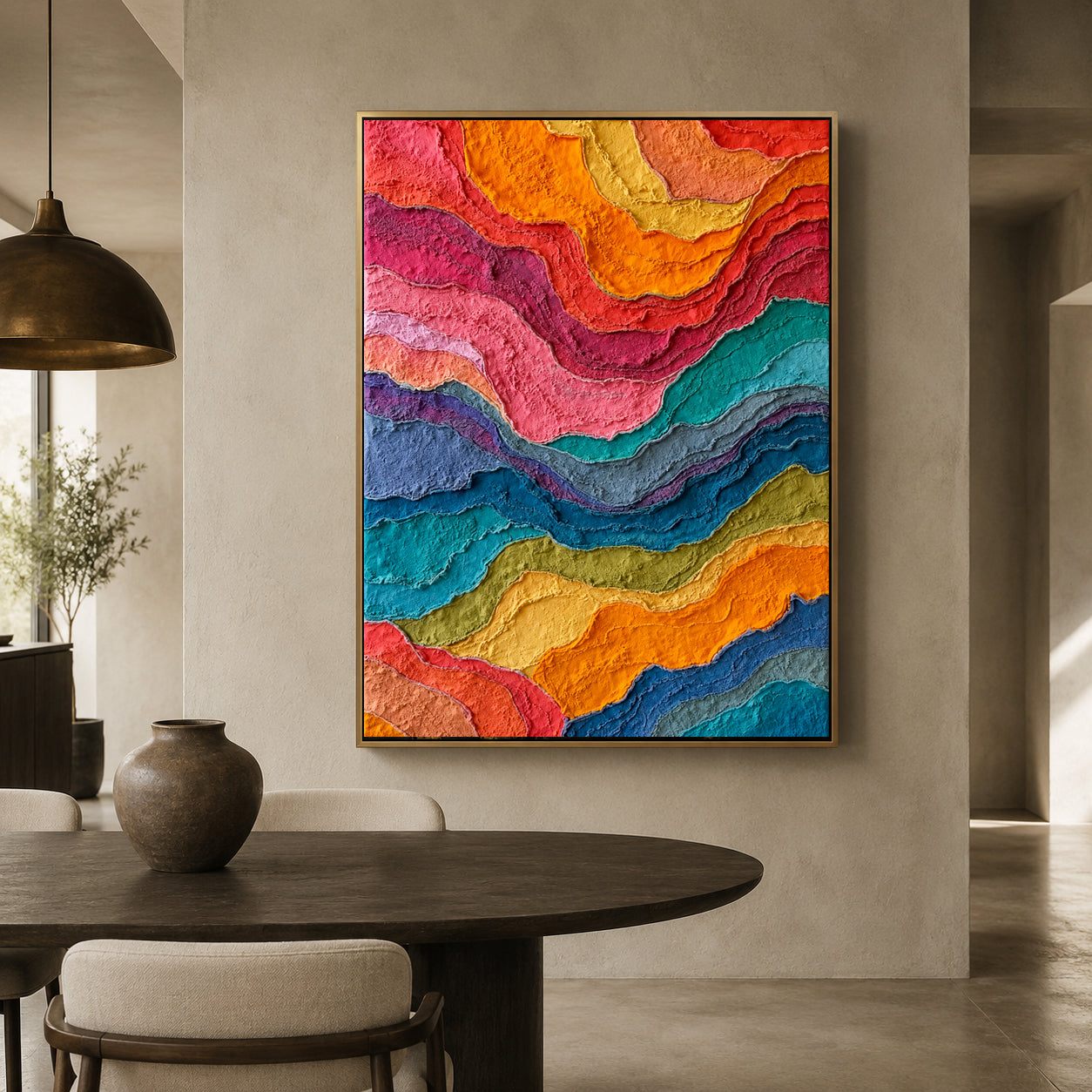 Colorful Abstract Wavy Textured Canvas Wall Art