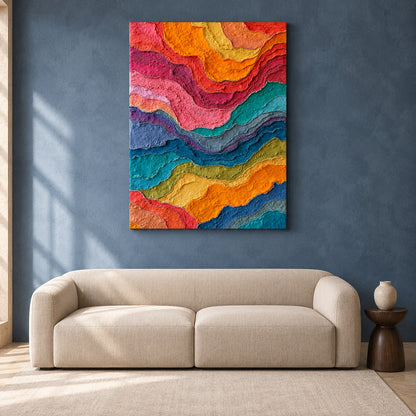 Colorful Abstract Wavy Textured Canvas Wall Art