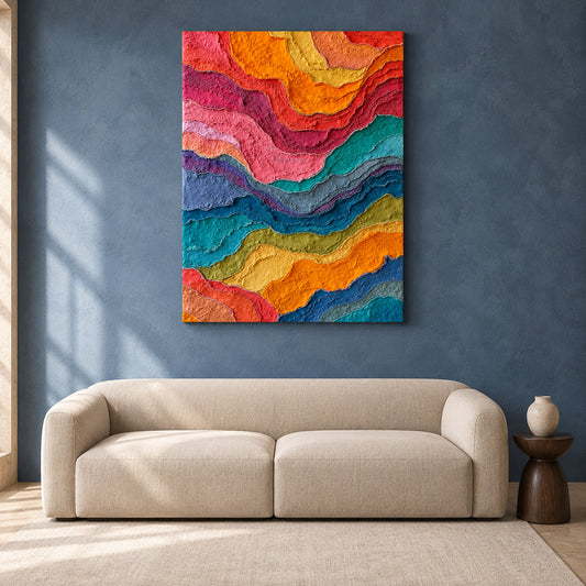 Colorful Abstract Wavy Textured Canvas Wall Art