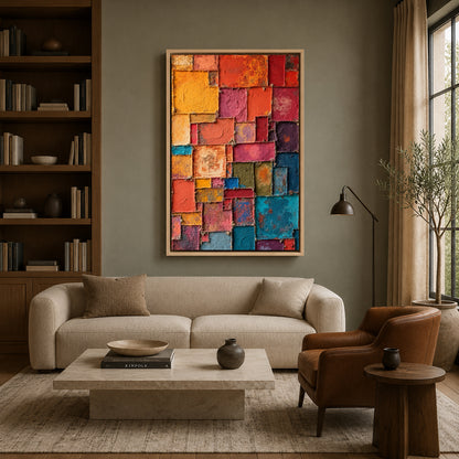Colorful Geometric Abstract Textured Canvas Wall Art