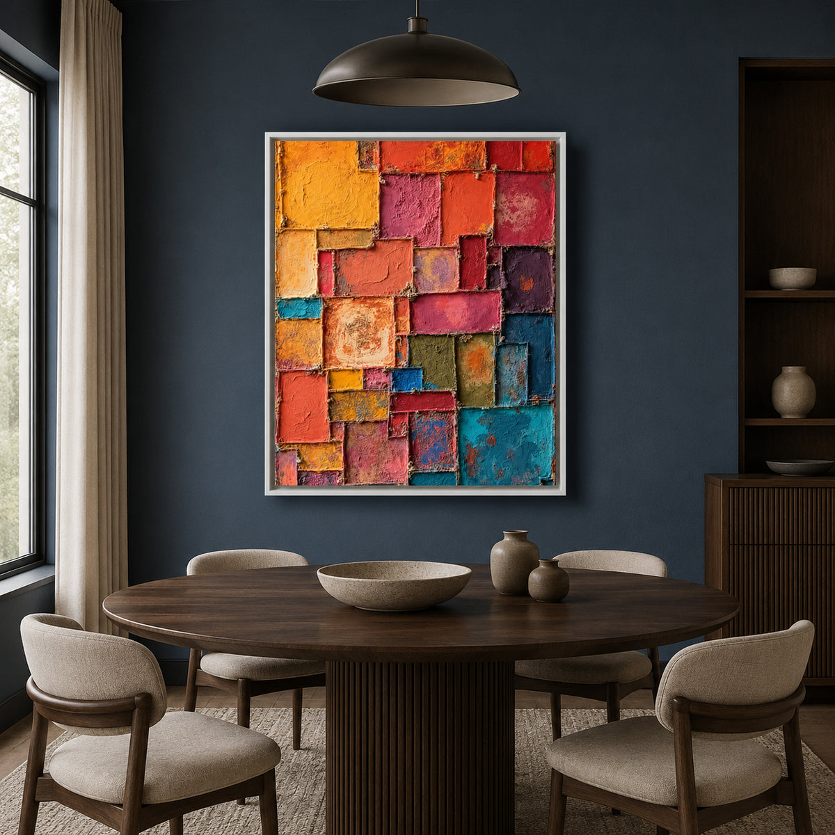 Colorful Geometric Abstract Textured Canvas Wall Art