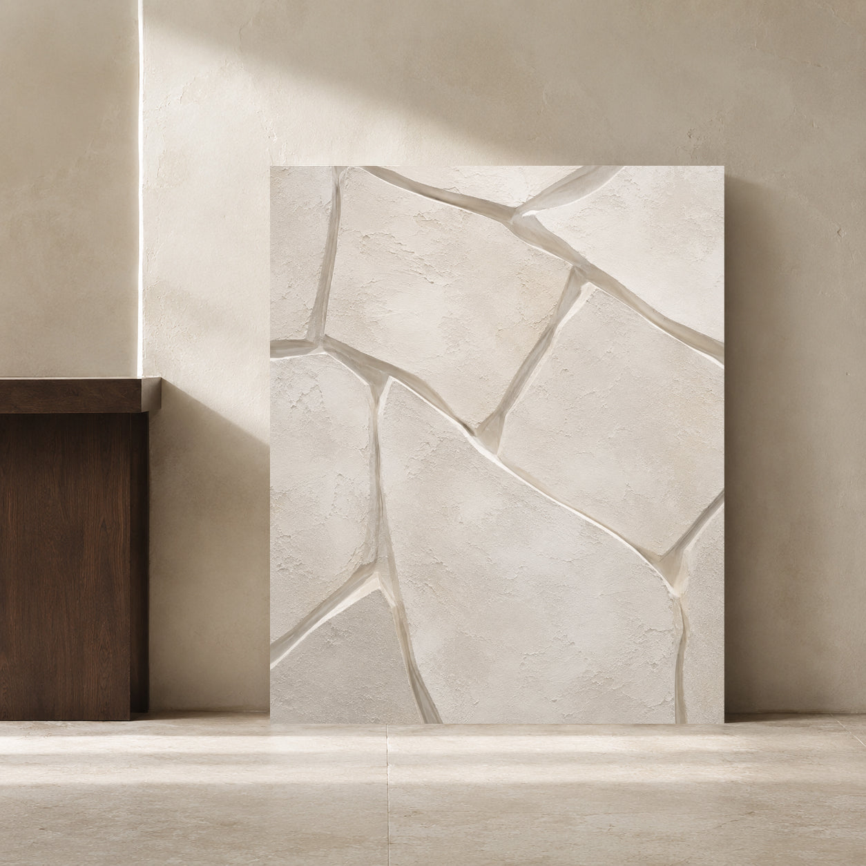 White Geometric Texture Minimalist Abstract Canvas Art