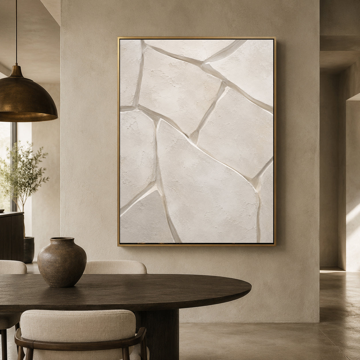 White Geometric Texture Minimalist Abstract Canvas Art