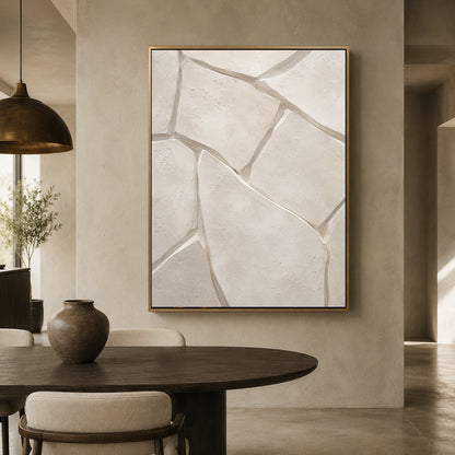 White Geometric Texture Minimalist Abstract Canvas Art