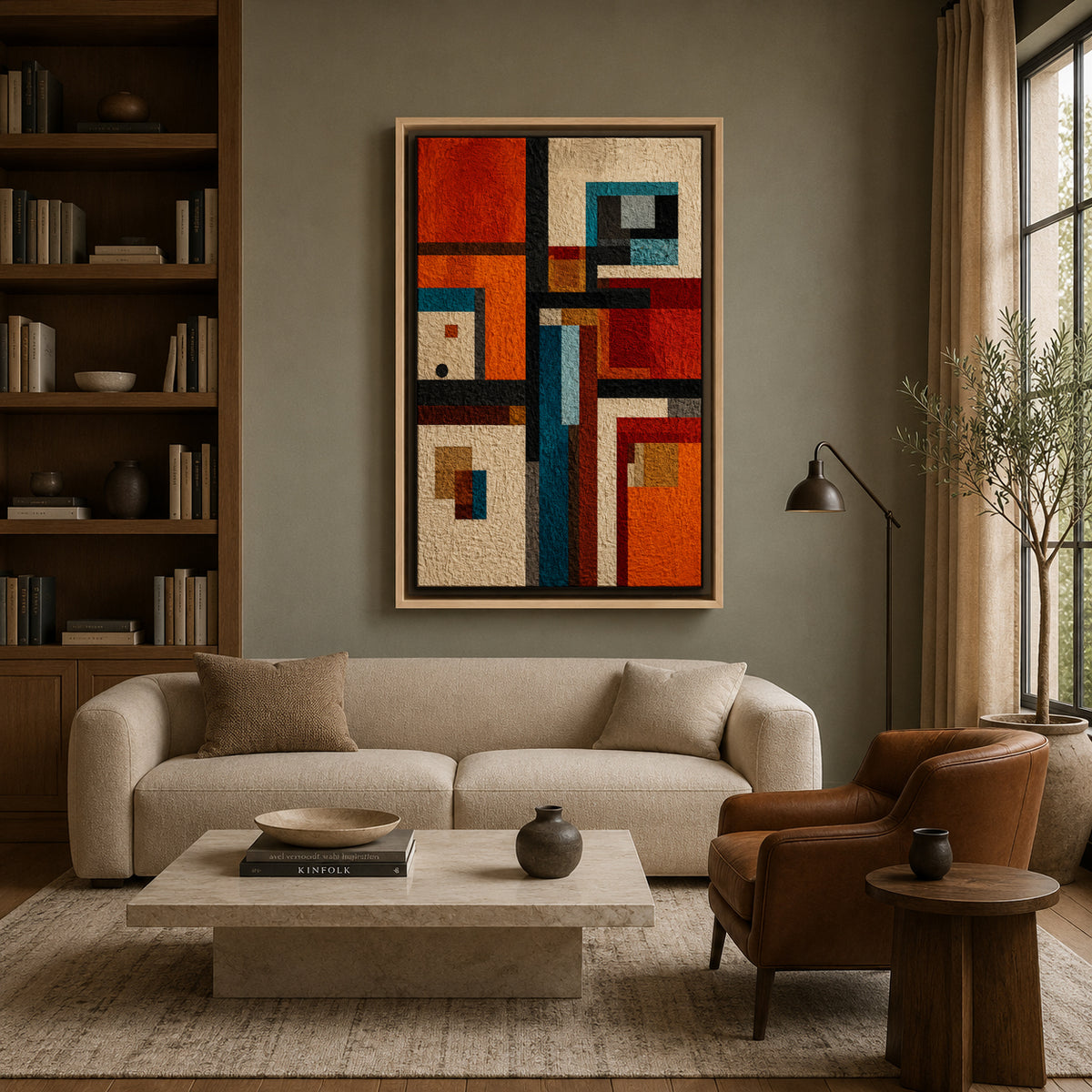 Rustic Geometric Abstract Textured Canvas Wall Art for Modern interiors