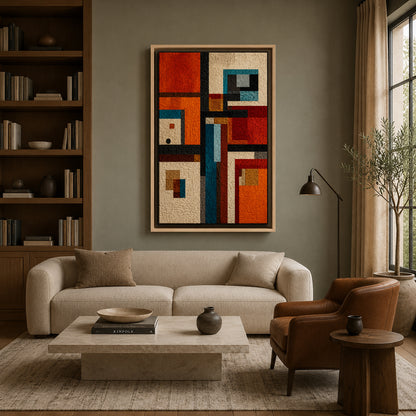 Rustic Geometric Abstract Textured Canvas Wall Art for Modern interiors