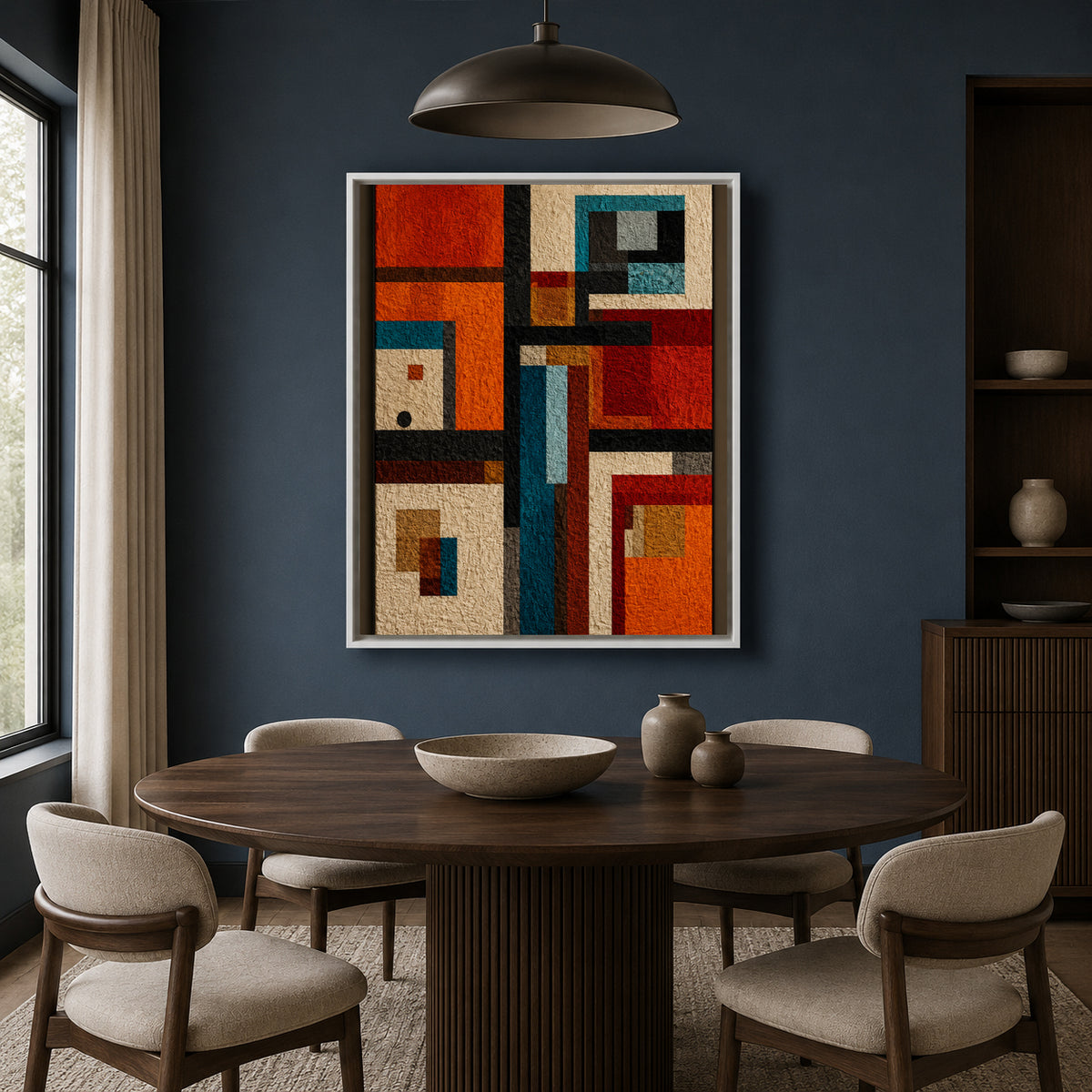 Rustic Geometric Abstract Textured Canvas Wall Art for Modern interiors