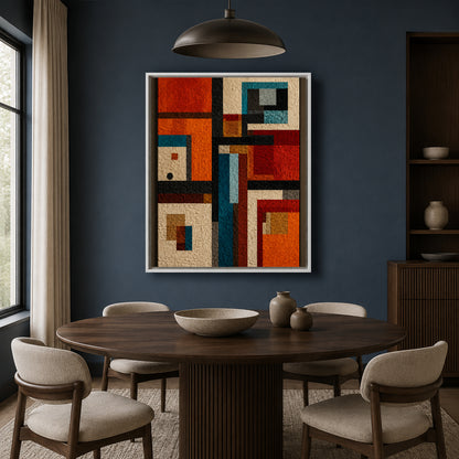 Rustic Geometric Abstract Textured Canvas Wall Art for Modern interiors