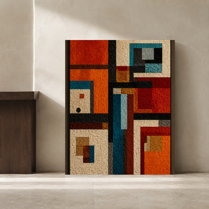 Rustic Geometric Abstract Textured Canvas Wall Art for Modern interiors