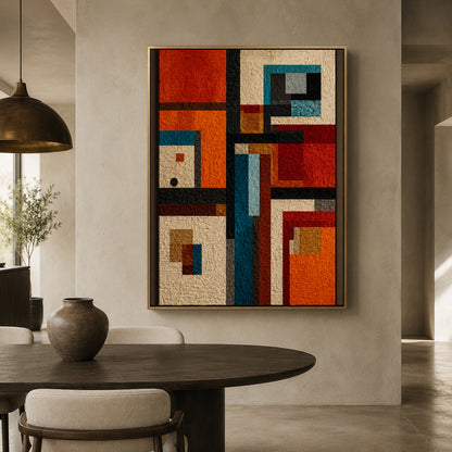 Rustic Geometric Abstract Textured Canvas Wall Art for Modern interiors