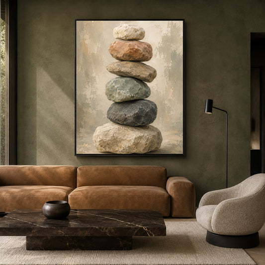 Stacked Stones Zen Nature Canvas Wall Art