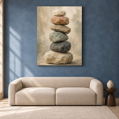 Stacked Stones Zen Nature Canvas Wall Art