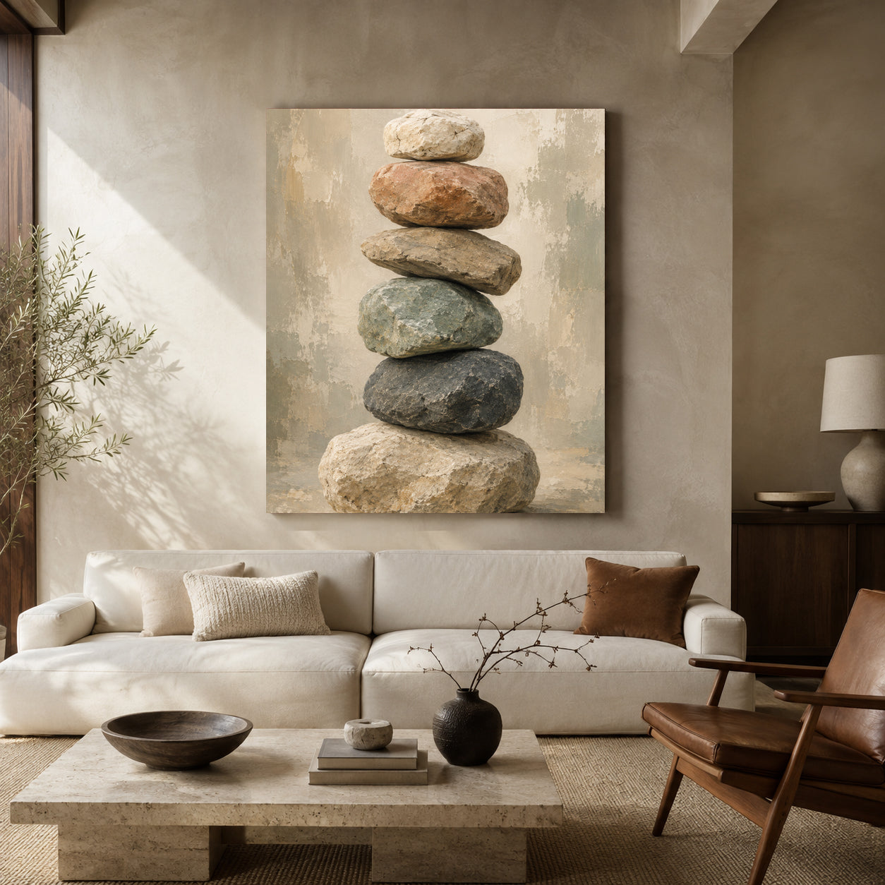 Stacked Stones Zen Nature Canvas Wall Art