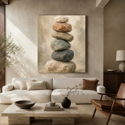 Stacked Stones Zen Nature Canvas Wall Art