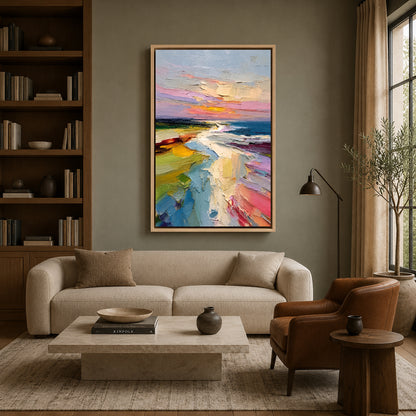 Pastel Coastal Landscape Abstract Textured Canvas Wall Art