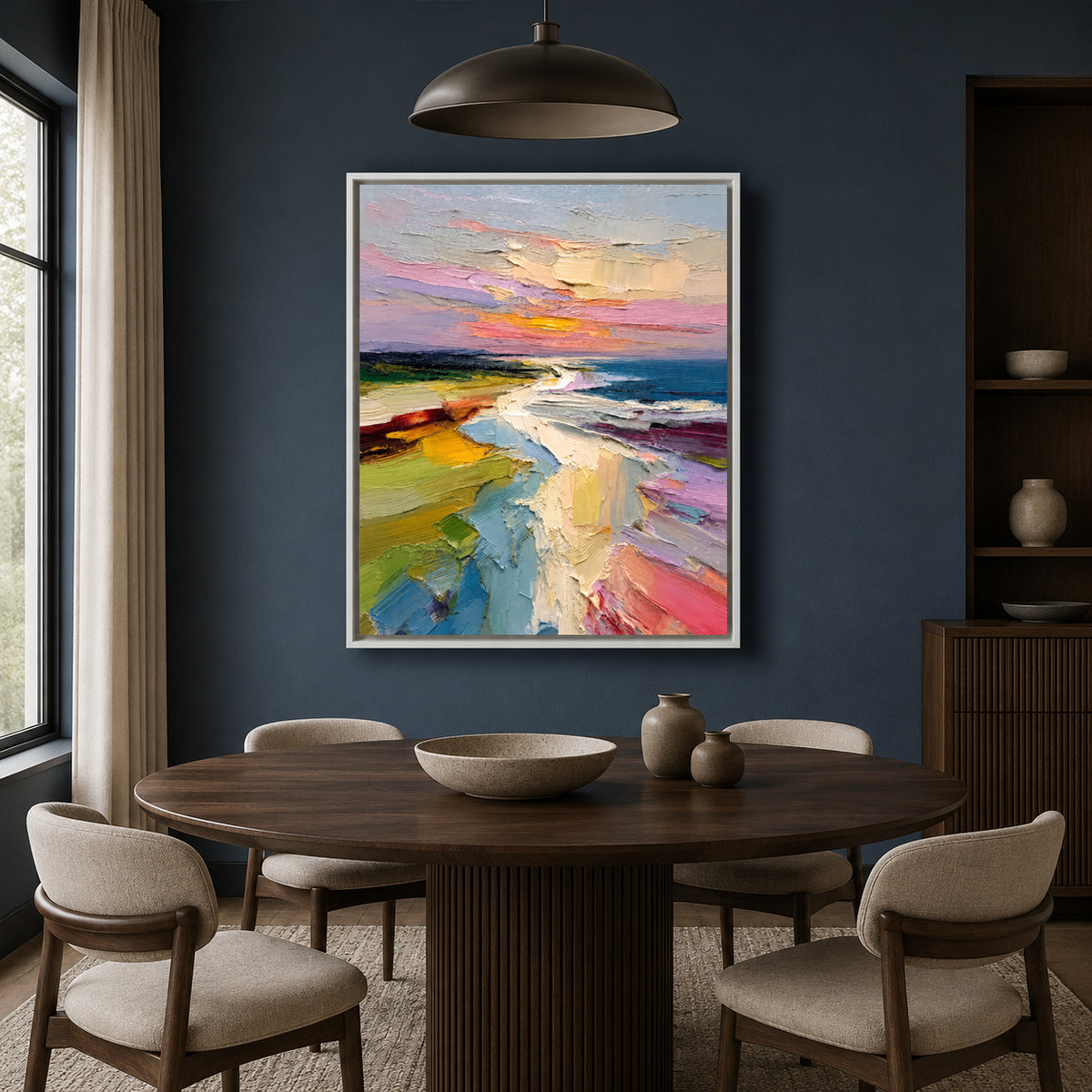 Pastel Coastal Landscape Abstract Textured Canvas Wall Art