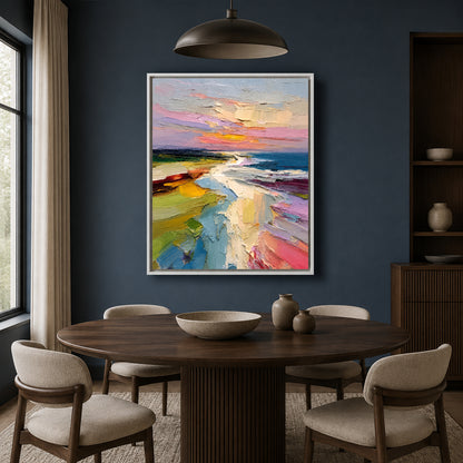 Pastel Coastal Landscape Abstract Textured Canvas Wall Art