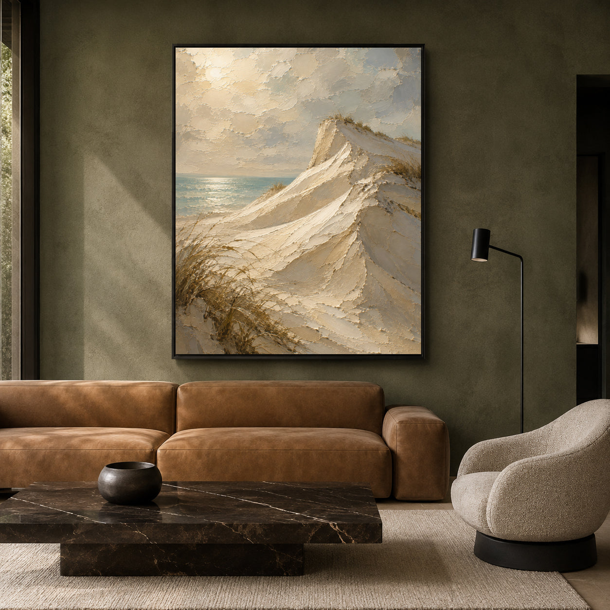 Coastal Sand Dunes Seascape Textured Canvas Wall Art for Modern Interiors