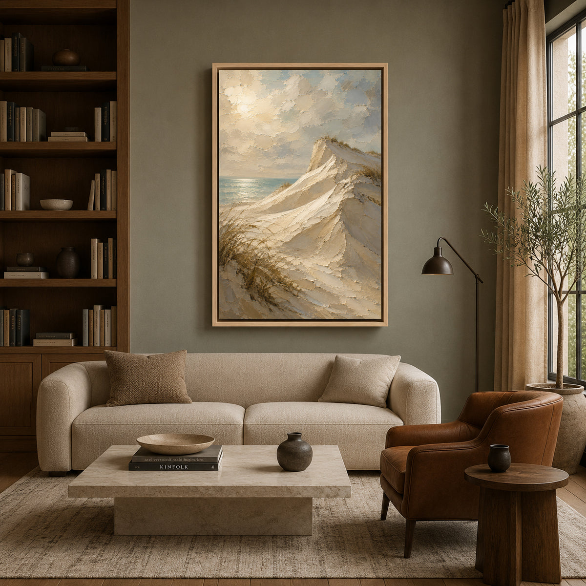 Coastal Sand Dunes Seascape Textured Canvas Wall Art for Modern Interiors