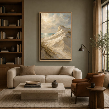 Coastal Sand Dunes Seascape Textured Canvas Wall Art for Modern Interiors