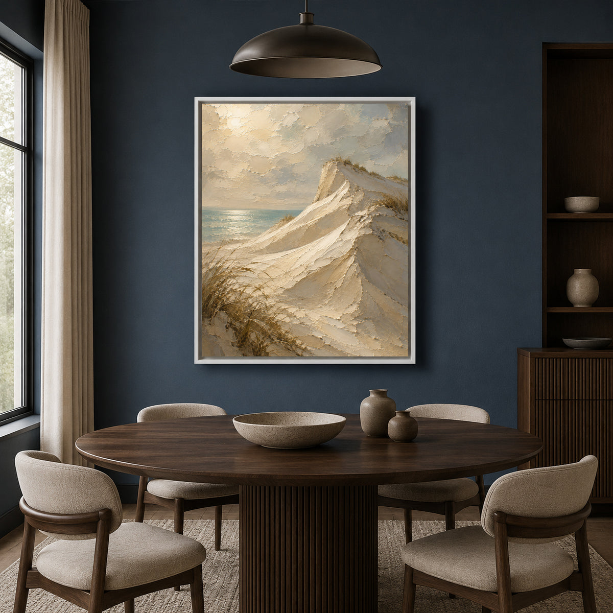 Coastal Sand Dunes Seascape Textured Canvas Wall Art for Modern Interiors