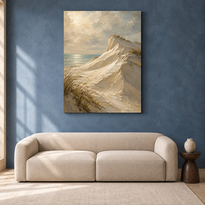 Coastal Sand Dunes Seascape Textured Canvas Wall Art for Modern Interiors