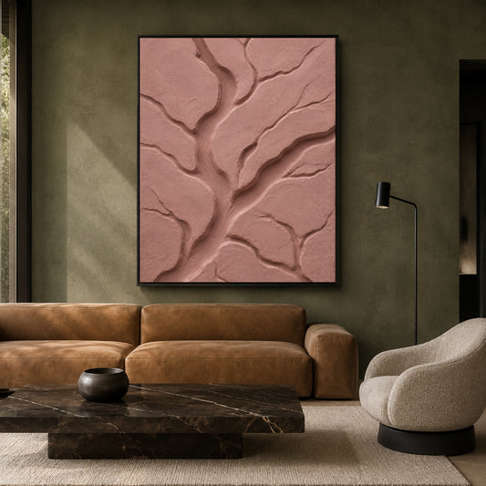Blush Pink Textured Abstract Canvas Art for Bedroom and Living Room Decor