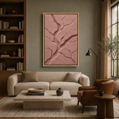 Blush Pink Textured Abstract Canvas Art for Bedroom and Living Room Decor