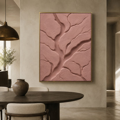 Blush Pink Textured Abstract Canvas Art for Bedroom and Living Room Decor