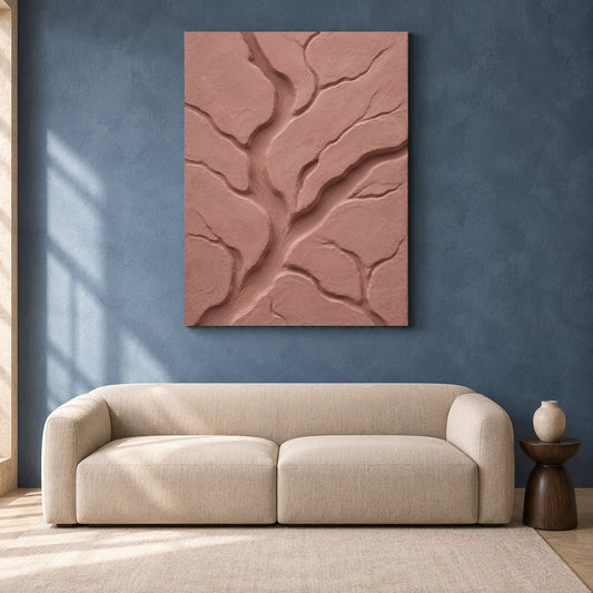 Blush Pink Textured Abstract Canvas Art for Bedroom and Living Room Decor
