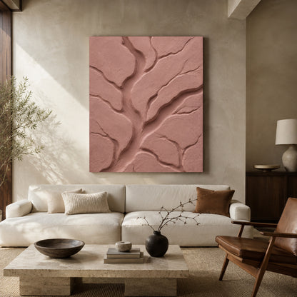 Blush Pink Textured Abstract Canvas Art for Bedroom and Living Room Decor