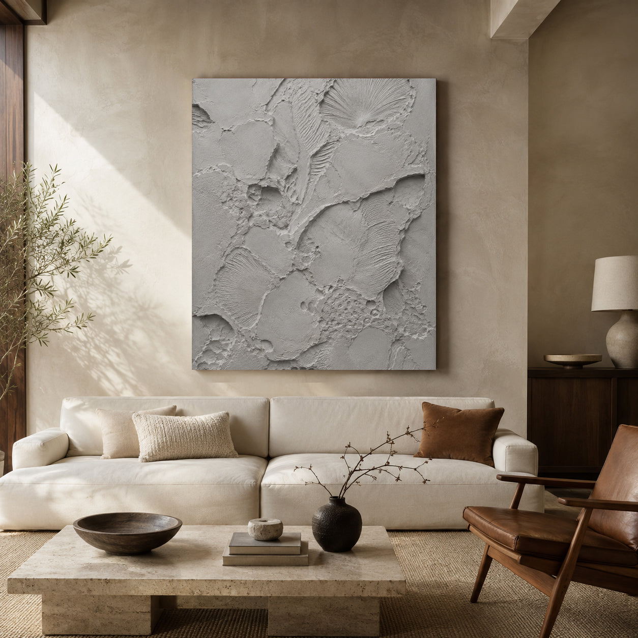 Grey Textured Abstract Canvas Art for Modern Home Decor