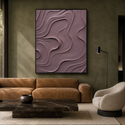 Mauve Textured Abstract Canvas Art for Modern Home Decor