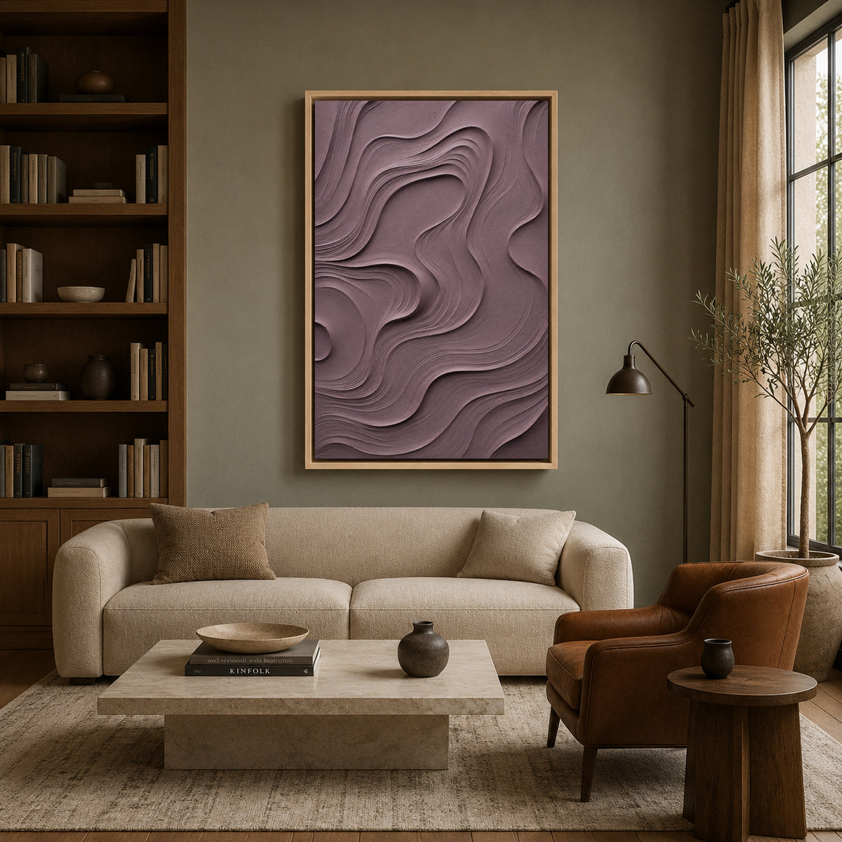 Mauve Textured Abstract Canvas Art for Modern Home Decor
