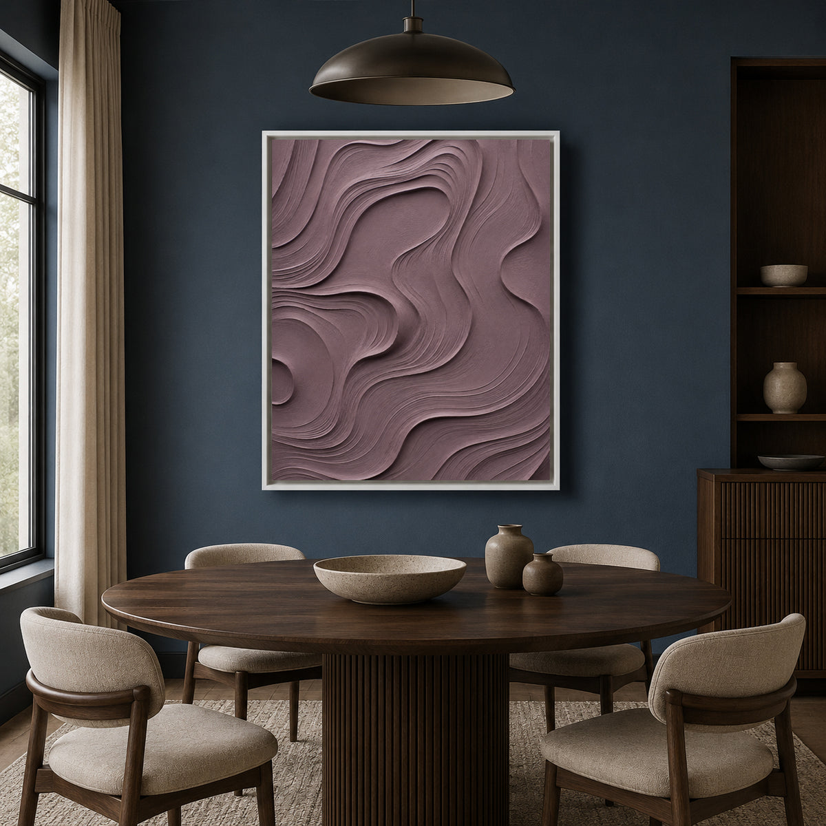 Mauve Textured Abstract Canvas Art for Modern Home Decor