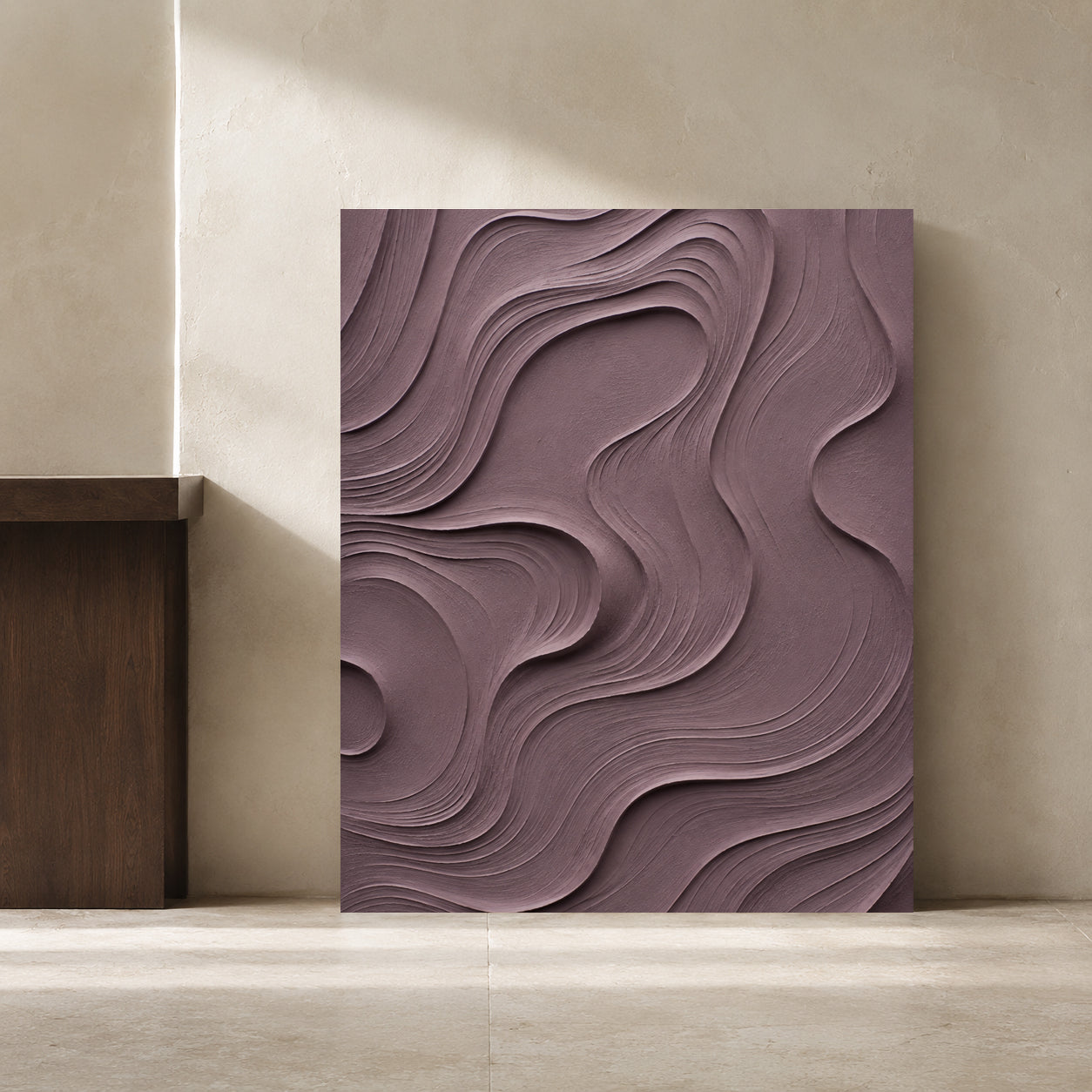 Mauve Textured Abstract Canvas Art for Modern Home Decor