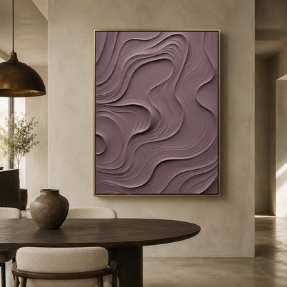 Mauve Textured Abstract Canvas Art for Modern Home Decor
