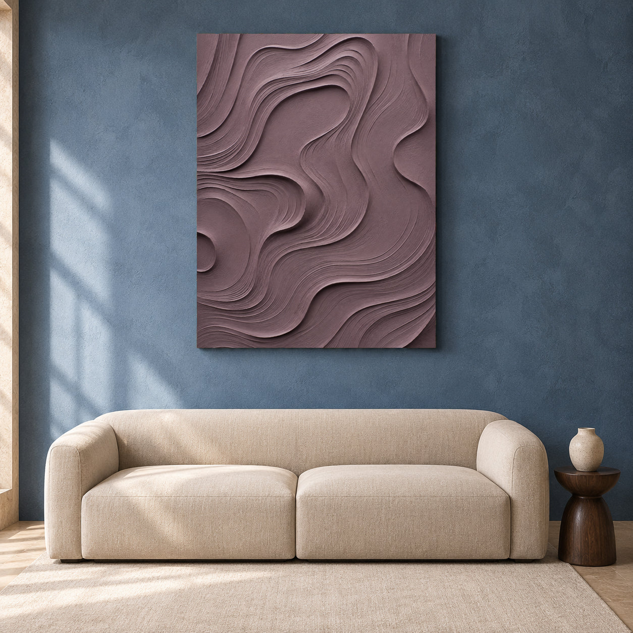 Mauve Textured Abstract Canvas Art for Modern Home Decor