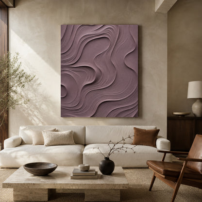 Mauve Textured Abstract Canvas Art for Modern Home Decor