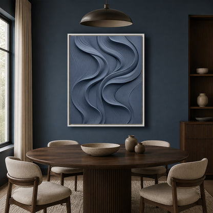 Slate Blue Textured Abstract Canvas Art for Modern Home Decor