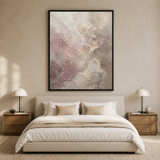 Soft Blush and Beige Textured Abstract Canvas Painting