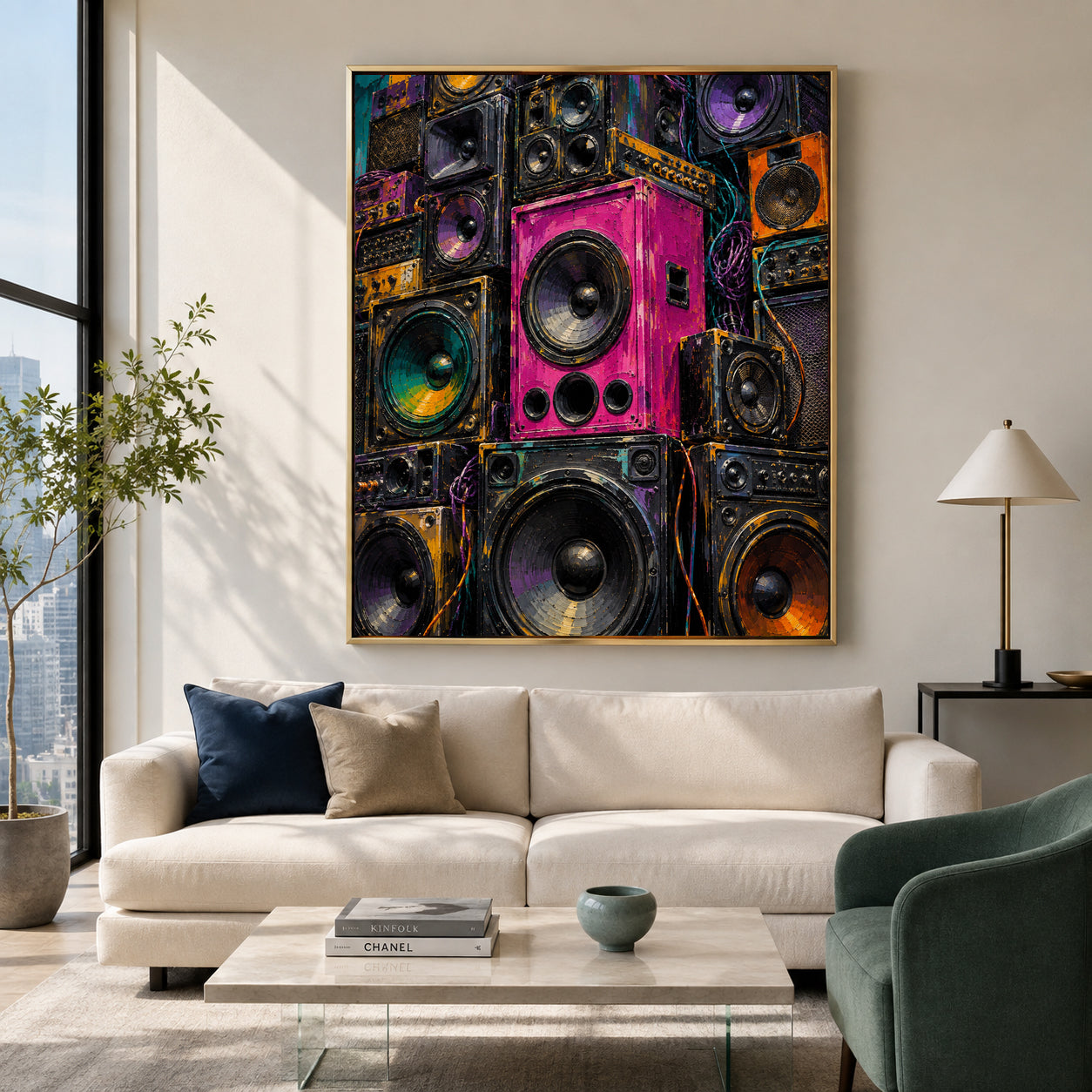 Retro Speaker Wall Art Colorful Music Canvas Decor
