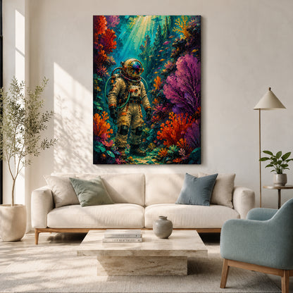 Astronaut Underwater Adventure Colorful Surreal Canvas Art