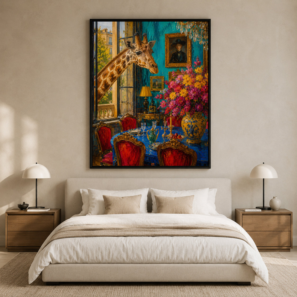 Whimsical Giraffe Dining Room Pop Art Canvas for Colorful Interiors